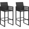 Image de vidaXL Tabouret de bar de jardin 2 pcs. noir Poly rotin