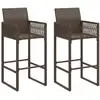 Image de vidaXL Tabouret de bar de jardin 2 pcs. poly rotin marron