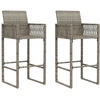 Image de vidaXL Tabouret de bar de jardin 2 pcs. Gris Poly rotin