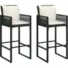 Image de vidaXL Tabouret de bar de jardin avec coussin 2 pcs. noir Poly rotin
