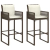 Image de vidaXL Tabouret de bar de jardin avec coussin 2 pcs. Marron Poly rotin