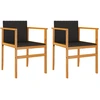 Image de vidaXL Chaises de jardin 2 pcs. noir poly rotin et bois massif