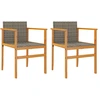 Image de vidaXL Chaises de jardin 2 pcs. Gris Poly rotin et bois massif
