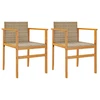Image de vidaXL Chaises de jardin 2 pcs. Beige Poly rotin et bois massif
