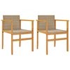 Image de vidaXL Chaises de jardin avec coussins 2 pcs. Beige Poly Rotin Massif