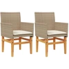 Image de vidaXL Chaises de jardin avec coussins 2 pcs. Beige Poly Rotin Massif