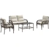 Image de vidaXL Ensemble de salon de jardin 4 pièces avec coussins Marron Poly Rattan