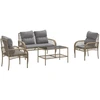 Image de vidaXL Ensemble de salon de jardin 4 pièces avec coussins Beige Poly Rattan