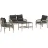 Image de vidaXL Ensemble de salon de jardin 4 pièces avec coussins gris clair Poly rotin