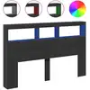 Image de vidaXL Tête de lit LED avec étagères noir 160x17x102 cm