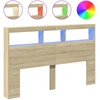 Image de vidaXL Tête de lit LED avec étagères Chêne Sonoma 160x17x102 cm