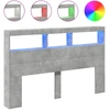 Image de vidaXL Tête de lit LED avec étagère gris béton 160x17x102 cm