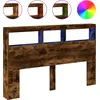 Image de vidaXL Tête de lit LED avec étagère chêne fumé 160x17x102 cm