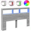 Image de vidaXL T  te de lit LED avec  ©tag ¨re Gris Sonoma 160x17x102 cm