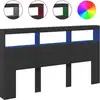 Image de vidaXL Tête de lit LED avec étagères Noir 180x17x102 cm