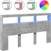 Image de vidaXL Tête de lit LED avec étagère gris béton 180x17x102 cm