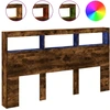 Image de vidaXL Tête de lit LED avec étagère chêne fumé 180x17x102 cm