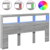 Image de vidaXL Tête de lit LED avec étagère Gris Sonoma 180x17x102 cm