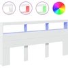 Image de vidaXL Tête de lit LED avec étagères blanc 200x17x102 cm