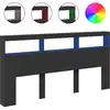 Image de vidaXL Tête de lit LED avec étagères noir 200x17x102 cm