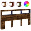 Image de vidaXL T  te de lit LED avec  ©tag ¨res ch  ne fum © 200x17x102 cm