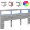 Image de vidaXL Tête de lit LED avec étagères Gris Sonoma 200x17x102 cm
