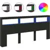 Image de vidaXL Tête de lit LED avec étagères Noir 220x17x102 cm