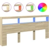 Image de vidaXL Tête de lit LED avec étagères Chêne Sonoma 220x17x102 cm
