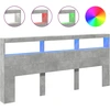 Image de vidaXL Tête de lit LED avec étagère gris béton 220x17x102 cm