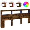 Image de vidaXL Tête de lit LED avec étagère chêne fumé 220x17x102 cm