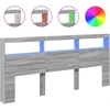 Image de vidaXL Tête de lit LED avec étagère Gris Sonoma 220x17x102 cm
