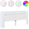 Image de vidaXL Tête de lit LED avec étagères blanc 220x16,5x103,5 cm