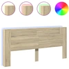Image de vidaXL T  te de lit LED avec  ©tag ¨res Ch  ne Sonoma 220x16,5x103,5 cm