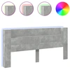 Image de vidaXL Tête de lit LED avec étagère gris béton 220x16,5x103,5 cm