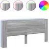 Image de vidaXL T  te de lit LED avec  ©tag ¨re Gris Sonoma 220x16,5x103,5 cm