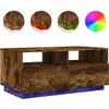 Image de vidaXL Table basse avec lampes LED chêne fumé 90x49x40 cm