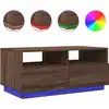 Image de vidaXL Table basse avec lampes LED brun imitation chêne 90x49x40 cm