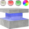 Image de vidaXL Table basse avec lampes LED gris béton 50x50x40 cm