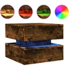 Image de vidaXL Table basse avec lampes LED chêne fumé 50x50x40 cm