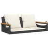 Image de vidaXL Banc suspendu avec coussin noir 109x62x40 cm Poly rotin