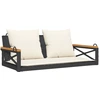 Image de vidaXL Banc suspendu avec coussin noir 109x62x40 cm Poly rotin
