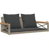 Image de vidaXL Banc suspendu avec coussin Gris 109x62x40 cm Poly rotin