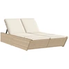 Image de vidaXL Bain de soleil double avec coussins Beige Poly Rattan