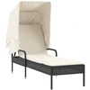 Image de vidaXL Bain de soleil avec toit noir Poly rotin