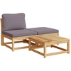 Image de vidaXL Ensemble de salon de jardin 3 pièces avec coussins en bois massif d'acacia