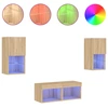 Image de vidaXL Meuble TV 4 pièces avec lampes LED Chêne Sonoma