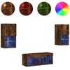 Image de vidaXL Meuble TV 4 pièces avec lampes LED chêne fumé