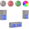 Image de vidaXL Meuble TV 4 pièces avec lampes LED Gris Sonoma