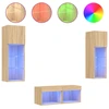 Image de vidaXL Meuble TV 4 pièces avec lampes LED Chêne Sonoma