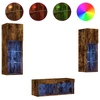 Image de vidaXL Meuble TV 4 pièces avec lampes LED chêne fumé